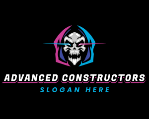 Skull Gaming Neon logo design