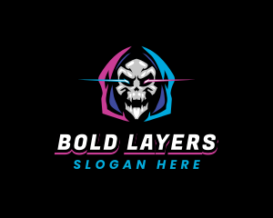 Skull Gaming Neon logo design