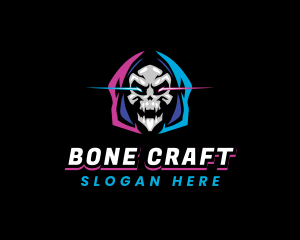 Skull Gaming Neon logo design