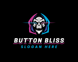 Skull Gaming Neon logo design