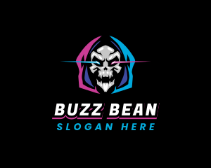 Skull Gaming Neon logo design