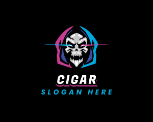 Skull Gaming Neon logo design