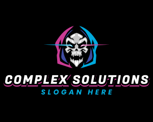 Skull Gaming Neon logo design