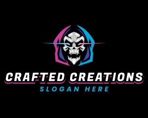 Skull Gaming Neon logo design