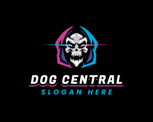 Skull Gaming Neon logo design