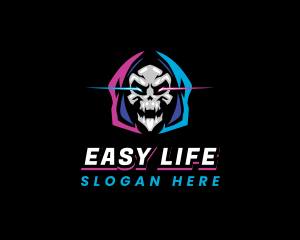 Skull Gaming Neon logo design