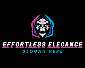 Skull Gaming Neon logo design