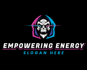 Skull Gaming Neon logo design