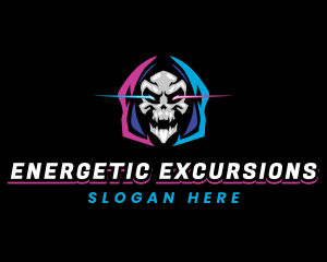 Skull Gaming Neon logo design