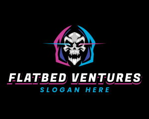 Skull Gaming Neon logo design