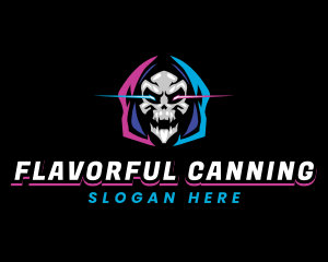 Skull Gaming Neon logo design