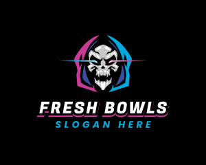 Skull Gaming Neon logo design