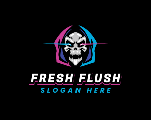 Skull Gaming Neon logo design