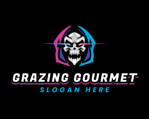 Skull Gaming Neon logo design