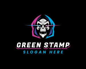 Skull Gaming Neon logo design