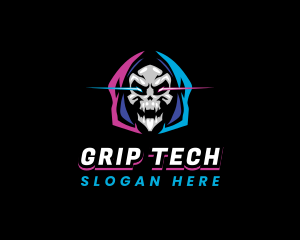 Skull Gaming Neon logo design