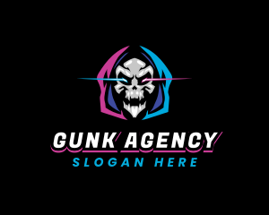 Skull Gaming Neon logo design