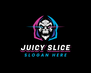 Skull Gaming Neon logo design