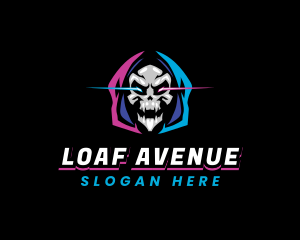 Skull Gaming Neon logo design