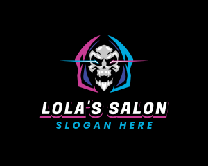 Skull Gaming Neon logo design