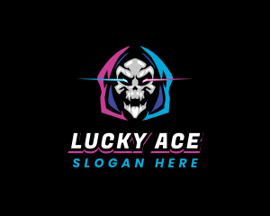 Skull Gaming Neon logo design