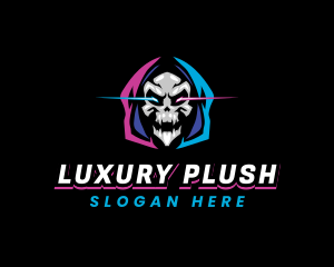 Skull Gaming Neon logo design