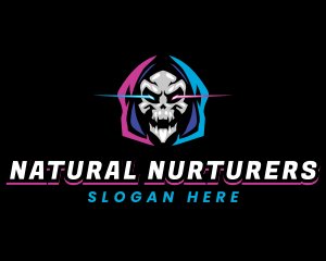 Skull Gaming Neon logo design