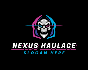 Skull Gaming Neon logo design