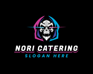 Skull Gaming Neon logo design