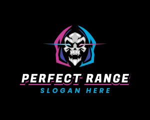 Skull Gaming Neon logo design