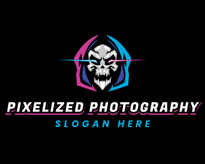 Skull Gaming Neon logo design