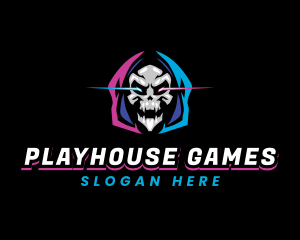 Skull Gaming Neon logo design