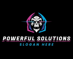 Skull Gaming Neon logo design