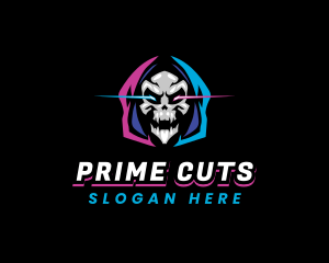 Skull Gaming Neon logo design