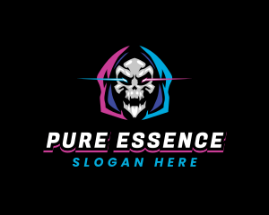 Skull Gaming Neon logo design