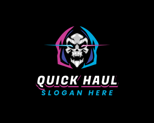 Skull Gaming Neon logo design