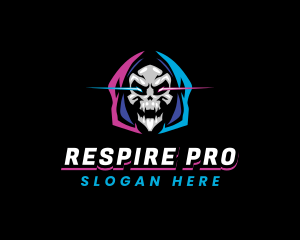 Skull Gaming Neon logo design