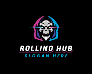 Skull Gaming Neon logo design