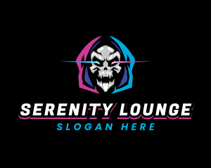 Skull Gaming Neon logo design