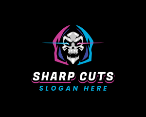 Skull Gaming Neon logo design