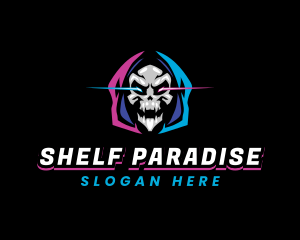 Skull Gaming Neon logo design