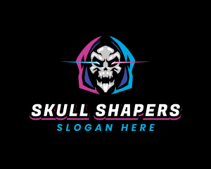 Skull Gaming Neon logo design