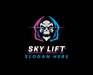 Skull Gaming Neon logo design