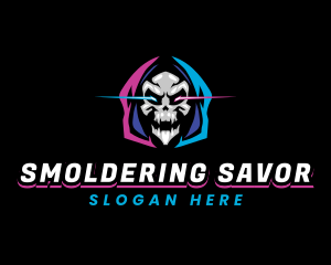 Skull Gaming Neon logo design