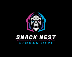 Skull Gaming Neon logo design