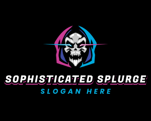 Skull Gaming Neon logo design