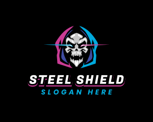 Skull Gaming Neon logo design