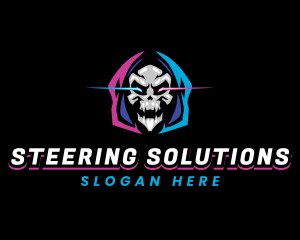 Skull Gaming Neon logo design