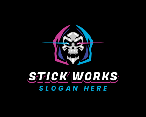 Skull Gaming Neon logo design