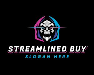 Skull Gaming Neon logo design